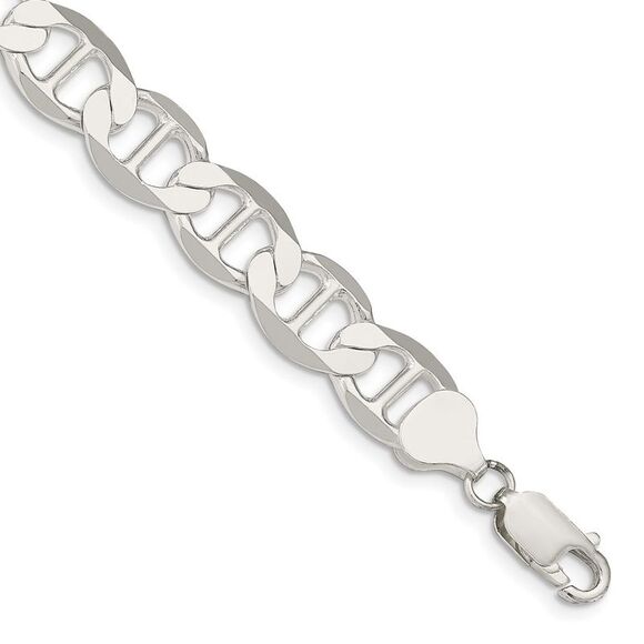 Kazi Luxury Sterling Silver 9.95mm Flat Anchor Chain